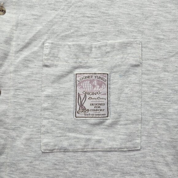 Looney Tunes Shirt‎ Mens XL Gray Button Up Short Sleeve Bugs Bunny - Picture 3 of 8